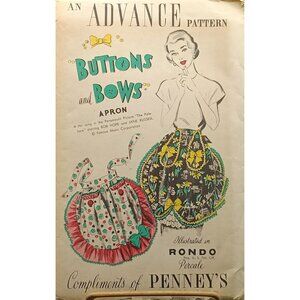 Vintage Advance Pattern For Apron "Buttons And Bows" Illustrated In Rondo Percal